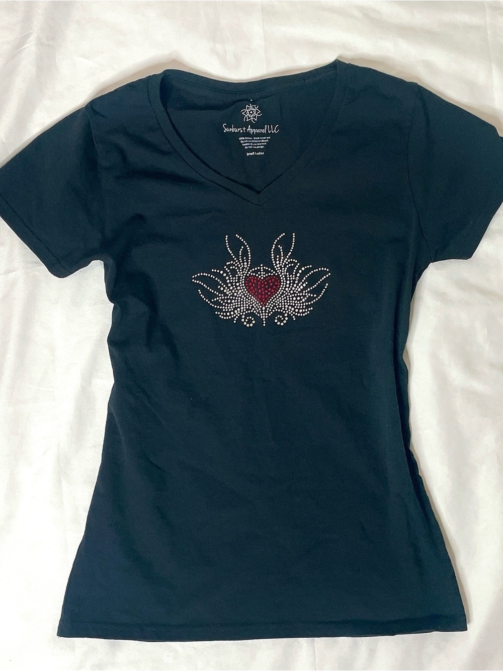 Y2K V-Neck Tee with Rhinestones